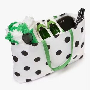 Kate Spade Polka Dot Tote Bag Black Green White Accents NWT